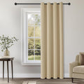 ChrisDowa Blackout Curtains 90 inches Long for Bedroom - Grommet Thermal Insulated Room Darkening Curtains for Living Room (1 Panel, Biscotti Beige, 52 x 90 Inch)