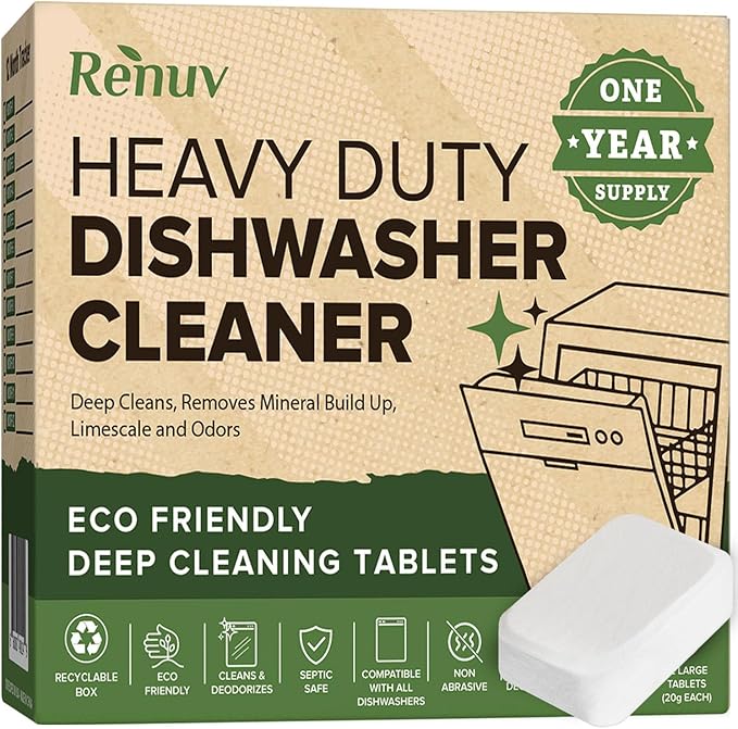 Renuv® Washing Machine Cleaner + Dishwasher Cleaner Bundle - Heavy Duty Appliance Deep Cleaning, Descaling and Deodorizing