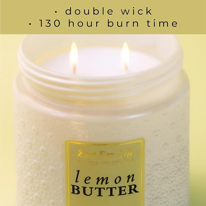 A Cheerful Giver - 28oz Large Scented Candle Jar with Lid- Zest for Life - 130 Hours of Burn Time, Gift for Women (Large, Lemon Butter)