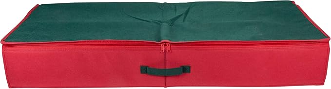 Northlight Christmas Decoration Storage Bag with Clear Transparent Lid, 24", Red and Green