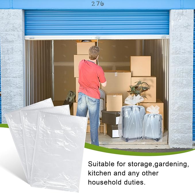 Fainne 10 Pack Extra Large Clear Plastic Storage Bags 55 x 67 Inch 2.75 Mils Giant Jumbo Moving Flat Plastic Storage Bags for Clothes Packing Luggage Suitcase Furniture Comforter Bike Blanket