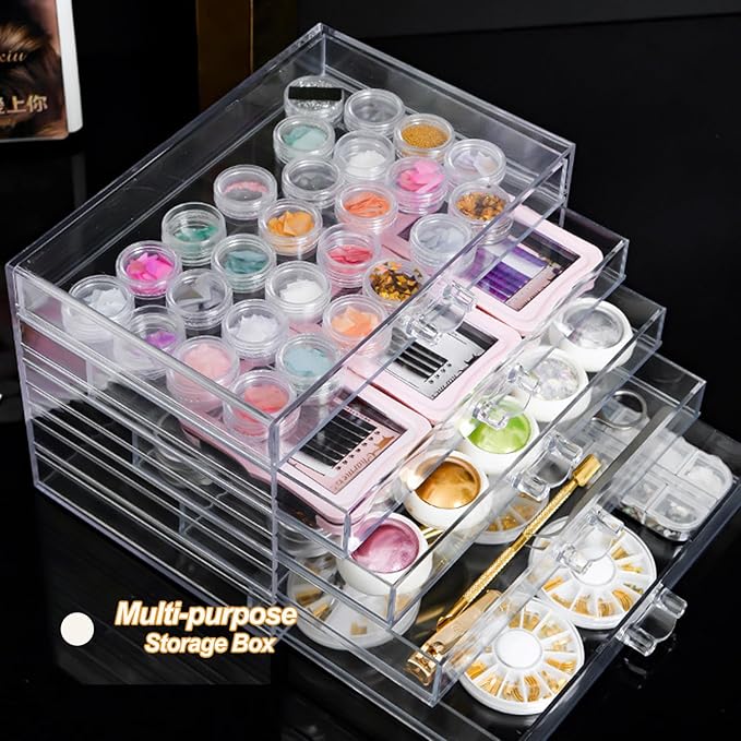 Earring Storage Box Organizer 5 Drawers Jewelry Organizer Acrylic Jewelry Storage Box Holder Compartment Transparent Display Storage Case Gift for Women Girls (5 Grids)