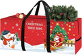 Christmas Tree Storage Bag 7.5 Ft Large Christmas Tree Bag with Reinforced Handles & Dual Zippers Wide Opening, Heavy Duty Oxford Fabric Xmas Ornament Storage Box Protects From Moisture, Dust (Red)