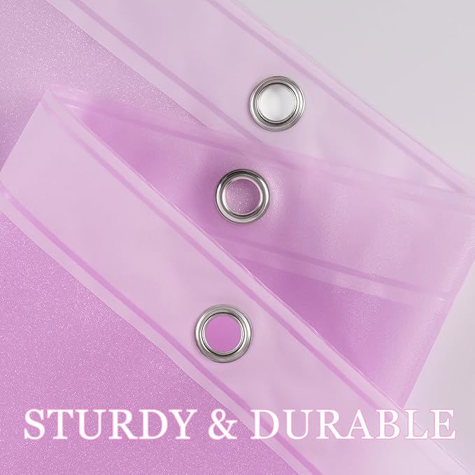 Dreamy Pink Glitter PEVA Shower Curtain Long 78 Length, Waterproof Plastic Sparkle Shower Curtain Liner with 3 Weighted Magnets, 72x78 Shimmery Rose Pink Décor Bathroom Shower Curtain or Liner
