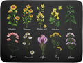 Black Flower Herbs Dish Drying Mat 18x24 Inch Botanical Floral Microfiber Drying Mats with Hanging Loop Foldable Absorbent Dish Drainer Rack Pad