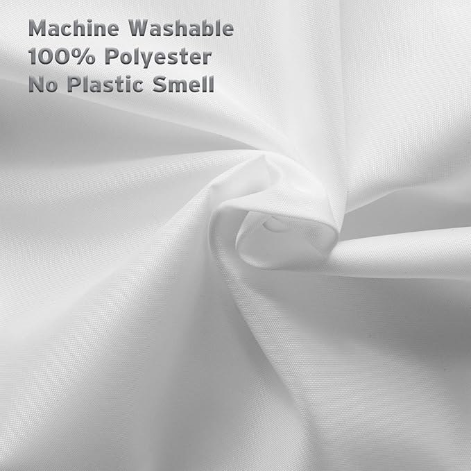 Titanker Fabric Shower Curtain Liner Washable, 72 x 78 Inches, White Shower Liner Fabric with 2 Magnets, Polyester Long Bathroom Shower Curtain Liner Waterproof Soft Lightweight, White
