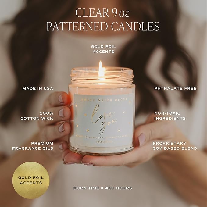 Sweet Water Decor Best Mom Ever Candle – Soy Candles with Lemon, Rosemary, Jasmine, Honey, Violet – 40 Hour Burn – 9oz Clear Glass Jar – Ideal for Mother’s Day Gifts, New Mom Gift