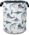 Laundry Hamper,Cute Shark Laundry Basket,Wild Fish Waterproof Oxford Cloth Storage Basket with Handle for Clothes Books Nursery Home Storage Sundries 16"x20"