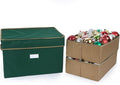 Covermates Keepsakes Adjustable Ornament Storage Box – Heavy-Duty Polyester, Padded Dividers & FlexGrid Trays – Protective Holiday Organizer with Stackable Walls & Label Window, Green
