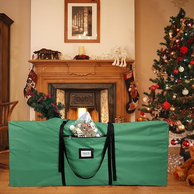 Christmas Tree Storage Bag Extra Large Waterproof Heavy Duty Storage Containers, Fits Up to Tall 7.5 ft Xmas Artificial Tree, 600D Oxford Xmas Holiday Tree Bag with Reinforced Handles Dual Zipper