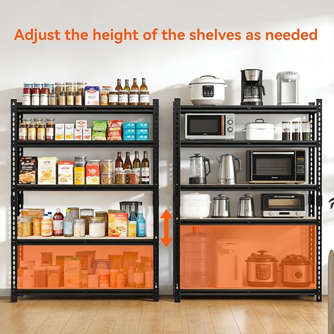 CXDMB 5 Tier Garage Shelving, 2500 LBS Adjustable Heavy Duty Garage Shelves,Metal Storage Shelves Unit for Basement,Warehouse,Pantry Kitchen