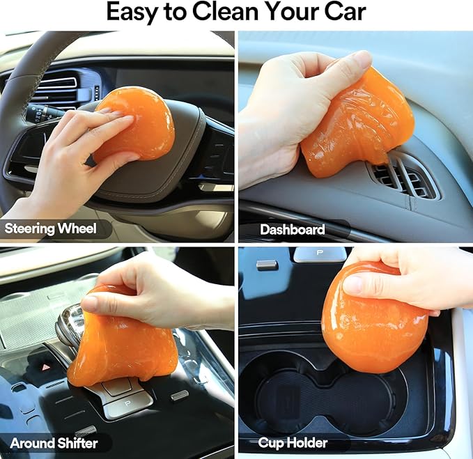 PULIDIKI Car Cleaning Gel for Car Cleaning Putty Car Putty Auto Detailing Tools Car Slime Cleaner Dust Cleaning Gel for Car Interior Cleaner Car Accessories Keyboard Cleaner Orange (4Pack)