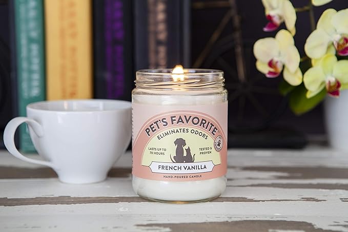 Pet's Favorite Pet Odor Candle, Clean Burning, Long Lasting Scented Candles with a Cotton Wick. (French Vanilla, Pack of 1)
