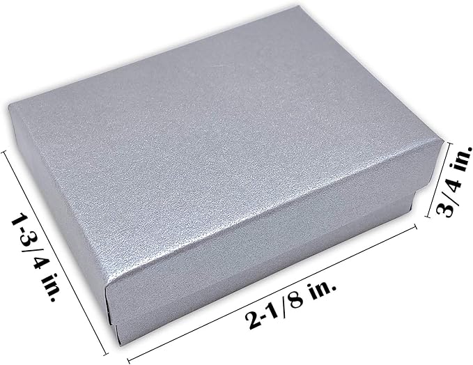 TheDisplayGuys - 25-Pack #11 Cotton Filled Cardboard Paper Jewelry Boxes Gift Case - Pearl Gray (2.1" x 1.8" x 0.8") - for Shipping or Storage
