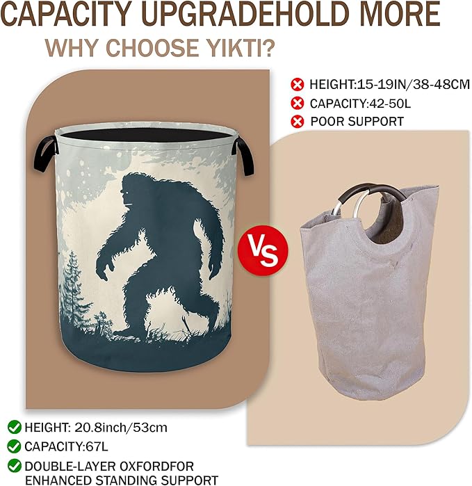 Big Foot Laundry Hamper,Retro Forest Collapsible Laundry Baskets,Waterproof Oxford Cloth Laundry Room Organization for Bedroom,Bathroom,Nursery,16x20 Inch