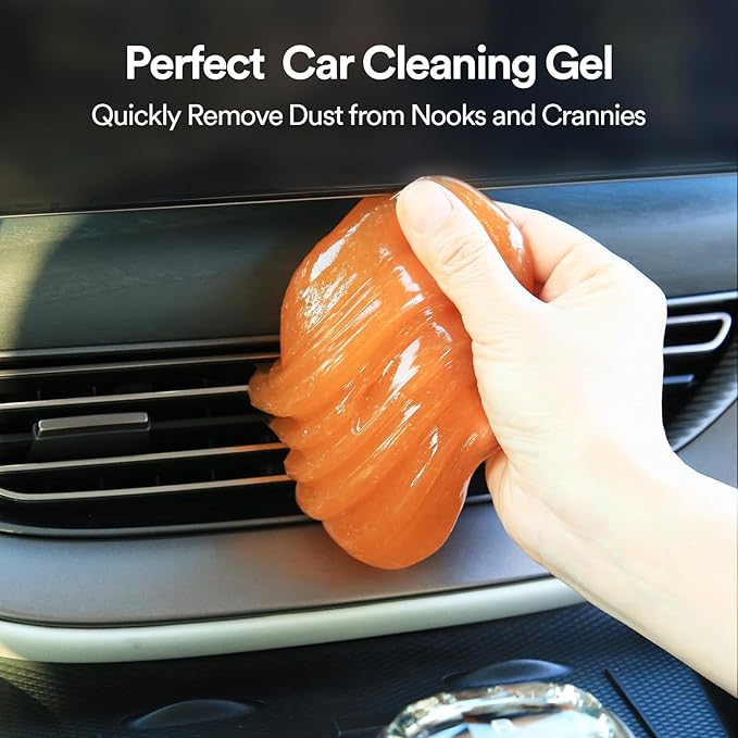 PULIDIKI Car Cleaning Gel for Car Cleaning Putty Car Putty Auto Detailing Tools Car Slime Cleaner Dust Cleaning Gel for Car Interior Cleaner Car Accessories Keyboard Cleaner Orange (4Pack)