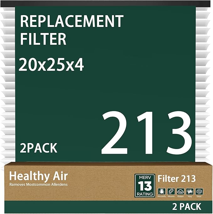 2 Pack 213 Replacement Filter Compatible with Whole House Air Purifier 1210, 1620, 2120, 2200, 2210, 2216, 3210, 4200 or 2200 with Upgrade Kit 1213, MERV-13 Filter, 20x25x4 Air Filter