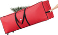 ELYKEN Christmas Tree Storage Bag with Wheels, Rolling Storage Bag for Artificial Christmas Tree and Decorations, Heavy Duty 600D Oxford Fabric, Length-Adjustable Handles, 16x20x64in, Red