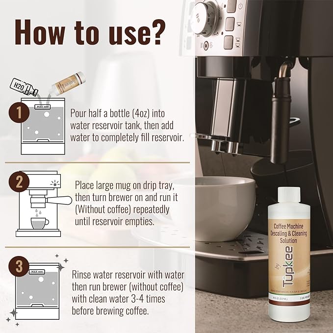 Tupkee Universal Descaling Solution for Keurig Breville Nespresso & Delonghi (2 Uses) | Coffee Machine Descaler Cleaner | Liquid To Descale Automatic Coffee Makers & Espresso Machines