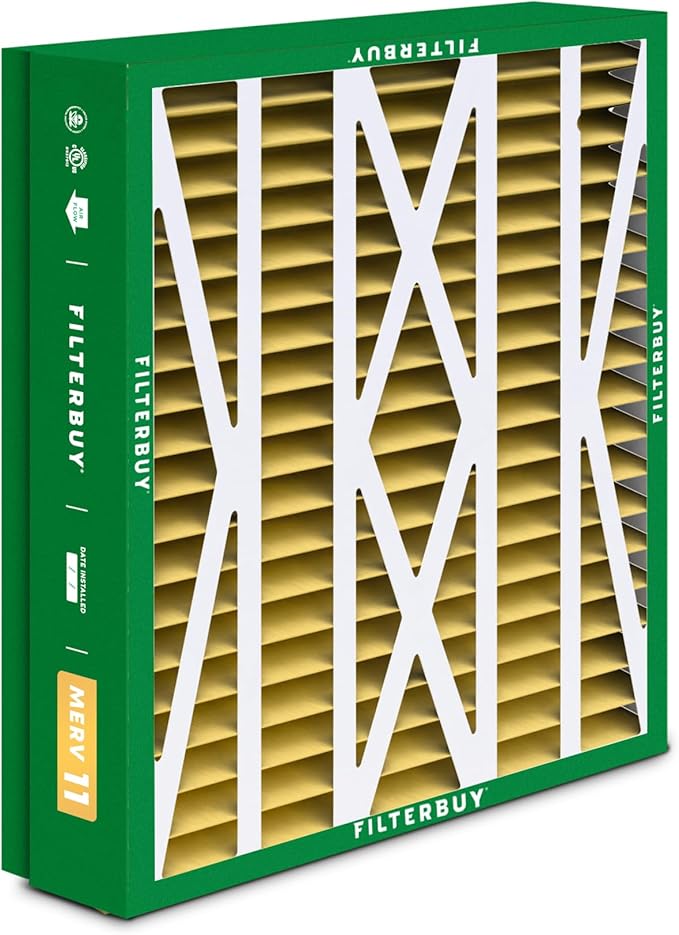 Filterbuy 21x23.5x5 Air Filter MERV 11 Superior Pet & Allergy Defense (2-Pack), Pleated HVAC AC Furnace Filters for Trane Perfect Fit & American Standard (Actual Size: 20.00 x 23.09 x 4.97)