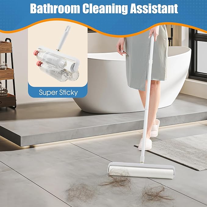 Dymoll 14.17" Lint Roller Refills, Extreme Sticky Large Surface Lint Roller for Cleaning Pet Hair, Wall, Dust, Carpets, Floor, Clothing, Car, 4 Rollers Total 360 Sheets