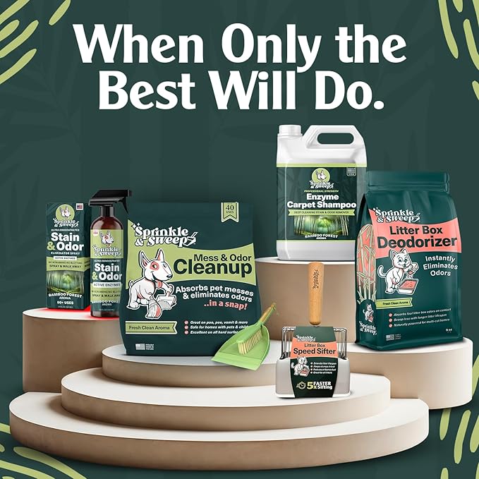 Sprinkle & Sweep Enzyme Carpet Cleaner - Enzyme Carpet Shampoo (1gal) - Carpet Cleaner Solution to Eliminate Tough Stains & Neutralize Odors - Removes Dog, Cat, All Pets Urine- Use with All Machines