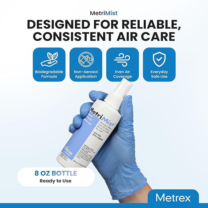 Metrex MetriMist Natural Aromatic Deodorizer Spray, 8 oz Bottle – Non-Toxic, Environmentally Friendly Odor Eliminator Spray & Room Deodorizer for Healthcare & Facility Use (Pack of 1)