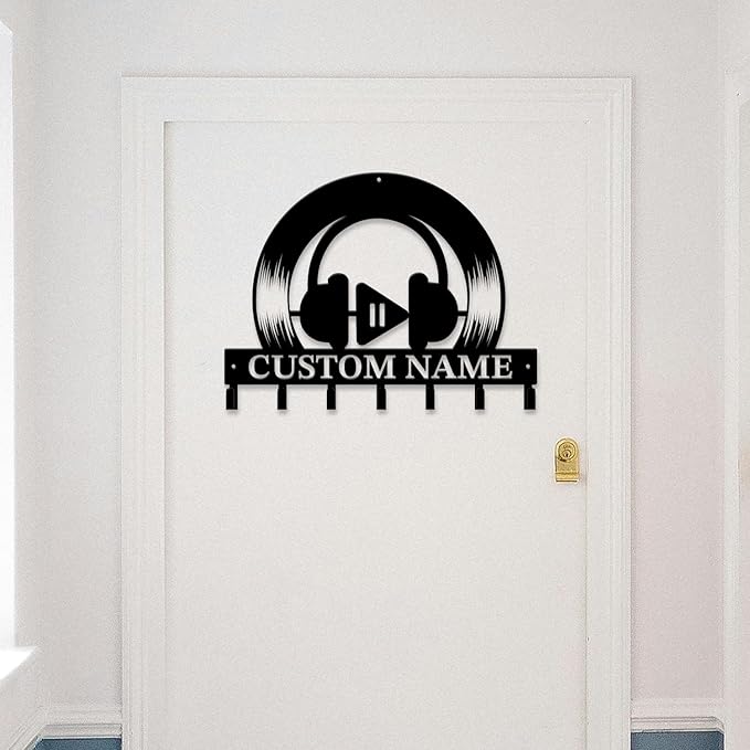 Personalized Custom Music Wall Hooks,Metal Music Room Art Clothes Hooks,Metal Music Wall Home Storage Decorative,For Front Door, Hallway, Kitchen, Bedroom,Keys,Hats (Style L)