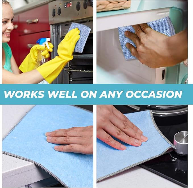 Wangjinpeng 10PCS Non-Scratch Multipurpose Steel Wire Dishcloths - Reusable Quick-Dry Odor-Free Scrub Cloths for Dishes, Kitchen Cleaning Cloths for Cookware, Sinks, Stove Tops(9.84X9.84)