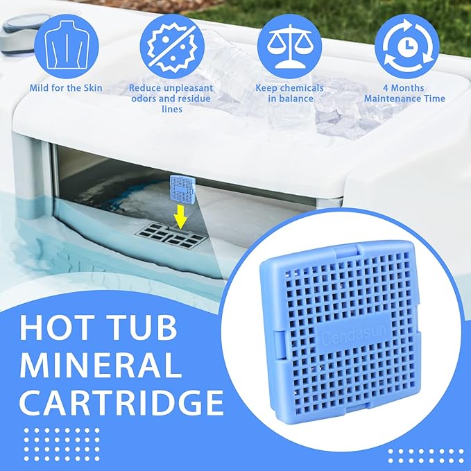 2 Pack Hot Tub Mineral Cartridge, Silver Ion Freshwater Salt System Cartridge, Cleans & Clarifies Spa Water for 4 Months