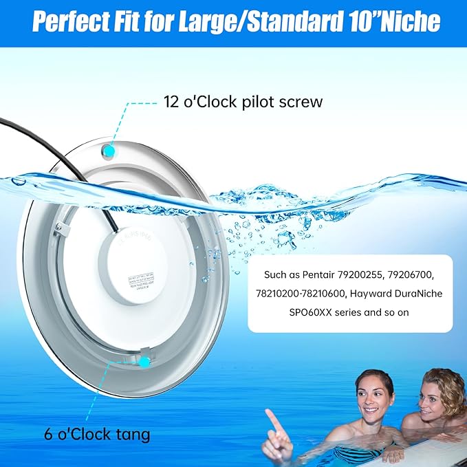 60FT 10Inch 60W Led Smart Pool Lights for Inground Pool with 3 Control Way (App/Remote/Controller), Led Color Changing Underwater Swimming Pool Light for 10" Large Wet Niches