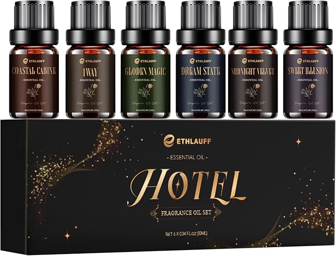 Hotel Diffuser Oils, Hotel Collection Diffuser Oil, Luxury Essential Oil for Diffuser, Soap & Candle Making Scents - 1 Way, Dream State, Coastal Cabine, Gloden Magic