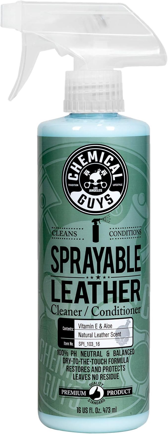 Chemical Guys Sprayable Leather Cleaner and Conditioner in One - Cleans, Conditions, and Protects Leather, Vinyl, Faux & More, Safe for Cars, Furniture & Apparel - 16 oz