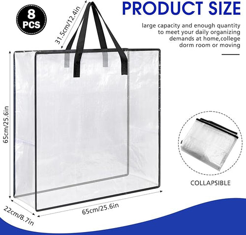 8 Pcs Clear Wreath Storage Bags 26 Inch Christmas Decoration Garland Container Door Garland Holiday Wreath Storage Holder with Handle and Zipper Heavy Duty Plastic Packing Totes(Black)