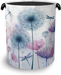 Dandelion Dragonfly Laundry Hamper,Dirty Clothes Laundry Basket with Handles Waterproof Oxford Cloth Storage Basket for College Dorms Bathroom Bedroom 16" x 20.8"