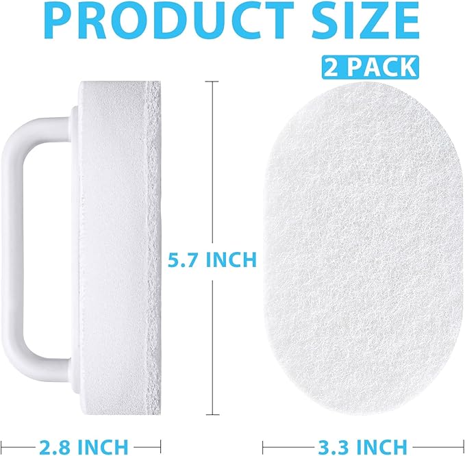 Lumkew Handle Bath Tub Scrubber, Non Scratch Bathroom Scouring Pad, Bathtub Scrubber Soap Scum Remover for Shower Tile Grout Sink Pool Step & Corner, Heavy Duty Cleaning Sponge Scrub, 2 PCS