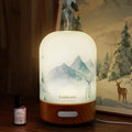 Essential Oil Diffuser Hand Blown Glass, 100ml Small Aromatherapy Diffuser, Auto Shut-Off Function, Ultrasonic Diffusers for Essential Oils, Cool Mist Humidifier with Warm White Lights (Lavender)