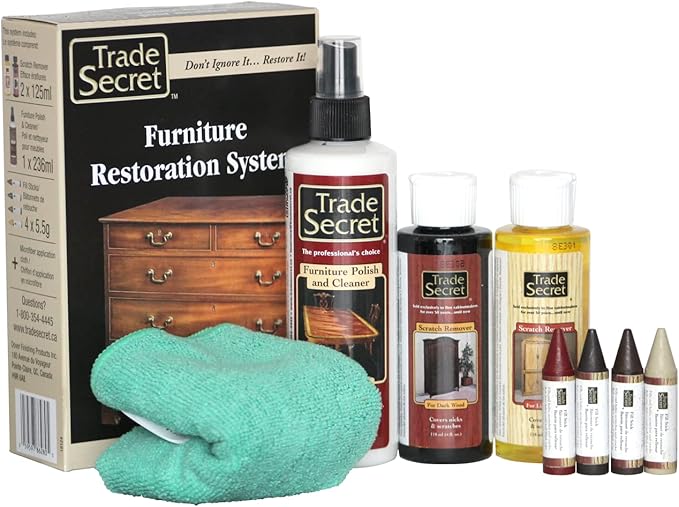 Trade Secret Complete Wood Furniture & Floor Restoration Kit - Scratch Repair and Polish System for Light and Dark Surfaces with Microfiber Cloth
