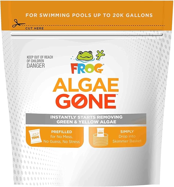 FROG Algae Gone - Dry Formula Algaecide Removes Green and Yellow Algae for Pools up to 20,000 Gallons - Pool Maintenance & Treatment - 2 Pods