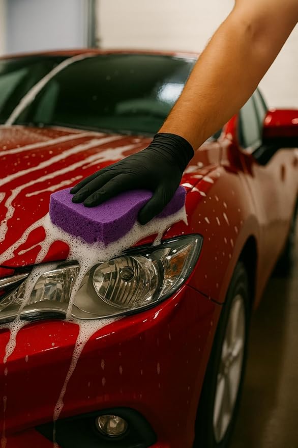 Multi-Purpose Sponges for Cleaning - Purple 4 Pack, Large Sponges for Car Washing, Tile & Grout, All Purpose Cleaning