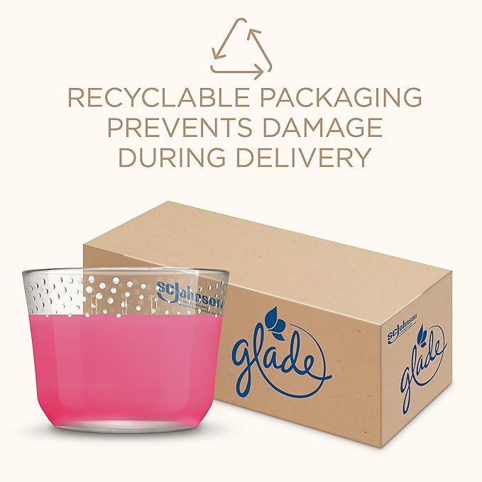 Glade Bubbly Berry Splash 3-Wick Candle, Infused with Essential Oils, Air Freshener - 3 Count, 6.8 Oz Each