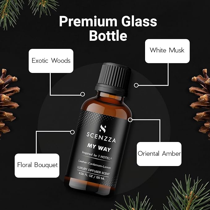 My Way Luxury Diffuser Scent Inspired by 1 Hotel® Miami Beach – Fresh & Woodsy Fragrance with Leather & Sandalwood- Fragrance Scent for Ultrasonic & Waterless Diffusers – 120 ml / 4.05 fl oz