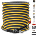 TUTULUCK Sewer Jetter Kit for Pressure Washer, 5800PSI Drain Cleaner Hose 1/4 Inch NPT Corner,Showerhead,Rotating rotates,Mushroom Nose,Corner sewer nozzle(150FT)