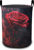 Laundry Basket-Red Roses Foldable Waterproof Oxford Cloth Funny Tote Bag Laundry Hamper Clothes Storage Bucket Organizer For Bathroom/Laundry Storage/Bedroom Storage Basket