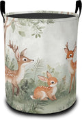 Cute ElkLaundry Basket,Animal World Large Canvas Fabric Lightweight Storage Hamper Organizer Dirty Clothes Collapsible Waterproof for College Dorms,Bathroom