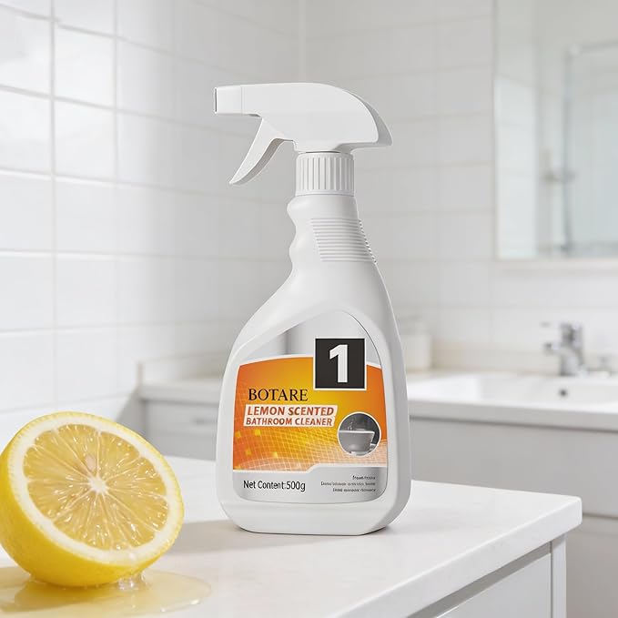 Botare Lemon Bathroom & Shower Cleaner Spray - Effective Foam Bubbles Spray That Removes Soap Scum & Hard Water Stains, All-Purpose for Tub, Toilet, Tile, Sink, Glass & Wall (17.64 fl oz 1 Bottle)