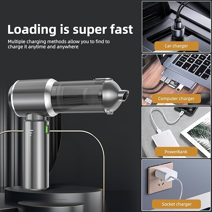 Handheld Vacuum Cleaner, 28000Pa 4 in 1 Handheld Vacuum Cordless, Brushless Motor, One-Touch Dust Removal, 3 Speeds Car Vacuum Cleaner Portable Cordless, Ideal for Office, Home, Kitchen, Car, Pet Hair