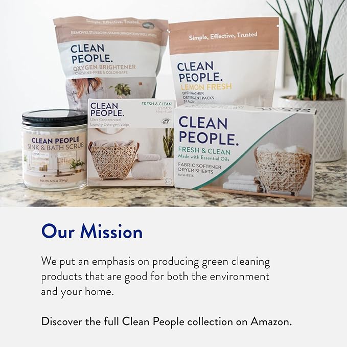 The Clean People Laundry Detergent Sheets - Laundry Soap - Ultra Concentrated, Recyclable Packaging, Stain Fighting - Fresh Scent, 96 Pack