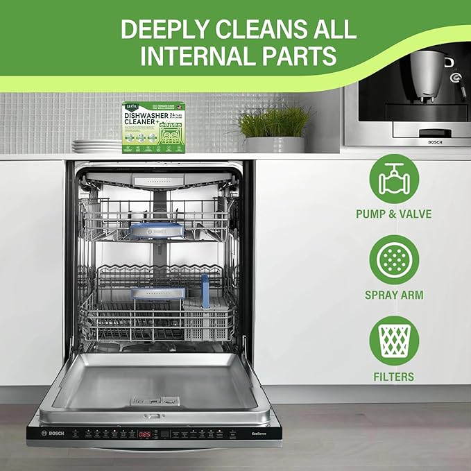 Dishwasher Cleaner and Deodorizer Tablets - 24 Pack,Deep Cleaning,Natural Formula,Effective Limescale & Odor Removal,Calcium,Scale,Hard Water Stains,Oil,Compatible with All Models