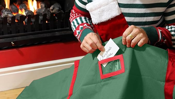 HOLDN’ STORAGE Christmas Tree Bag Heavy Duty 600D Oxford - Christmas Tree Bags Storage Fits Up To 9Ft, Extra Wide, Waterproof Storage Bags with Reinforced Handles & Zipper - Green